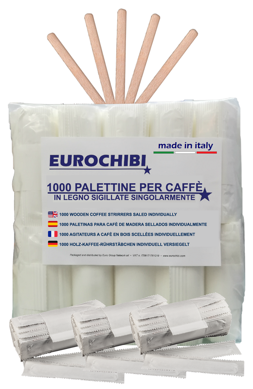 Eurochibi® - 1000 Palettine per Caffè in Legno Sigillate Singolarmente