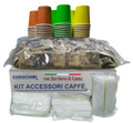 Eurochibi® - Kit Accessori Caffè con 150 Bustine di Zucchero di Canna + 150 Bicchierini + 150 Palettine - Linea Alta Qualità