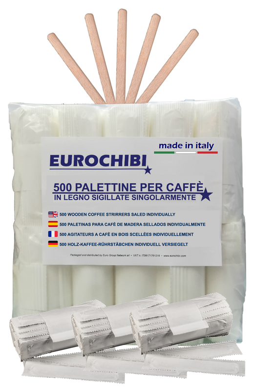 Eurochibi® - 500 Palettine per Caffè in Legno Sigillate Singolarmente