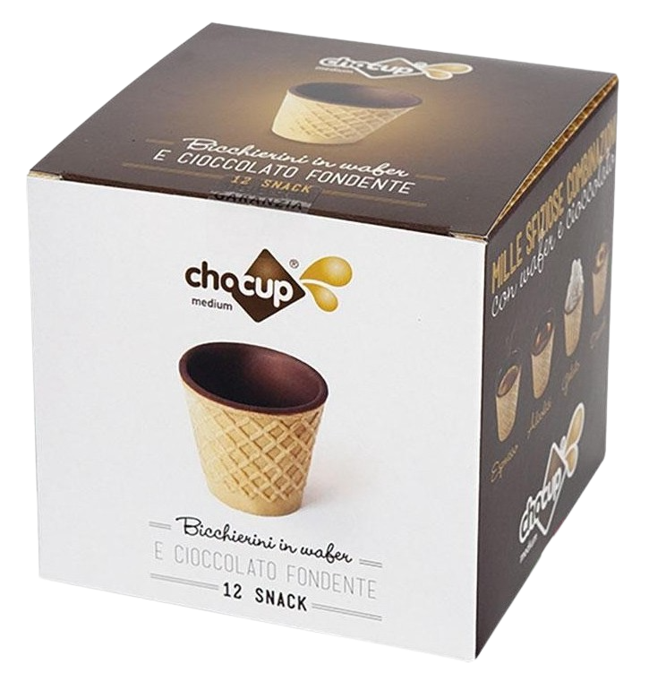 Foodrinks Chocup Medium 60 ml - 12 Snack Bicchierini in Wafer e Cioccolato Fondente