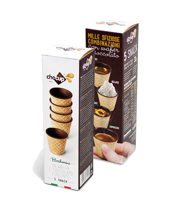 Foodrinks Chocup Mini 30 ml - 5 Snack Bicchierini in Wafer e Cioccolato Fondente
