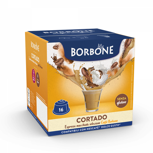 Caffè Borbone Cortado - Espresso Macchiato - 16 Capsule Compatibili Dolce Gusto