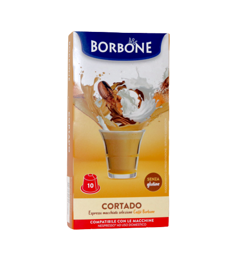 Caffè Borbone Cortado - Espresso Macchiato - 10 Capsule Compatibili Nespresso