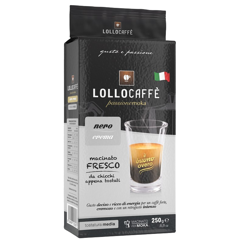 Lollo Caffè - Passionemoka Nero - Macinato in Pacchetto 250 g