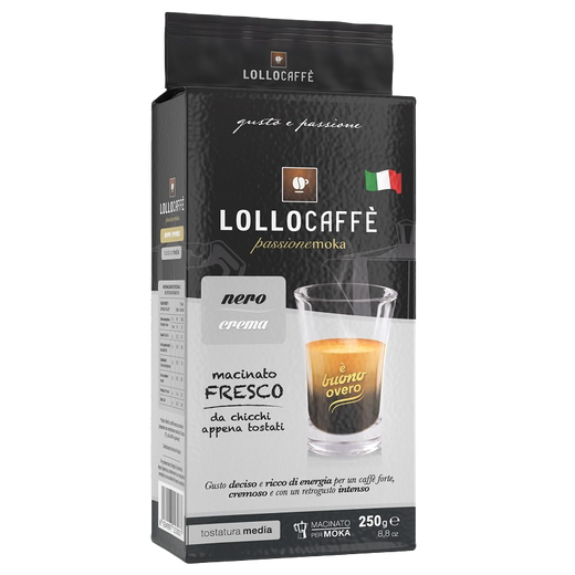 Lollo Caffè - Passionemoka Nero - Macinato in Pacchetto 250 g
