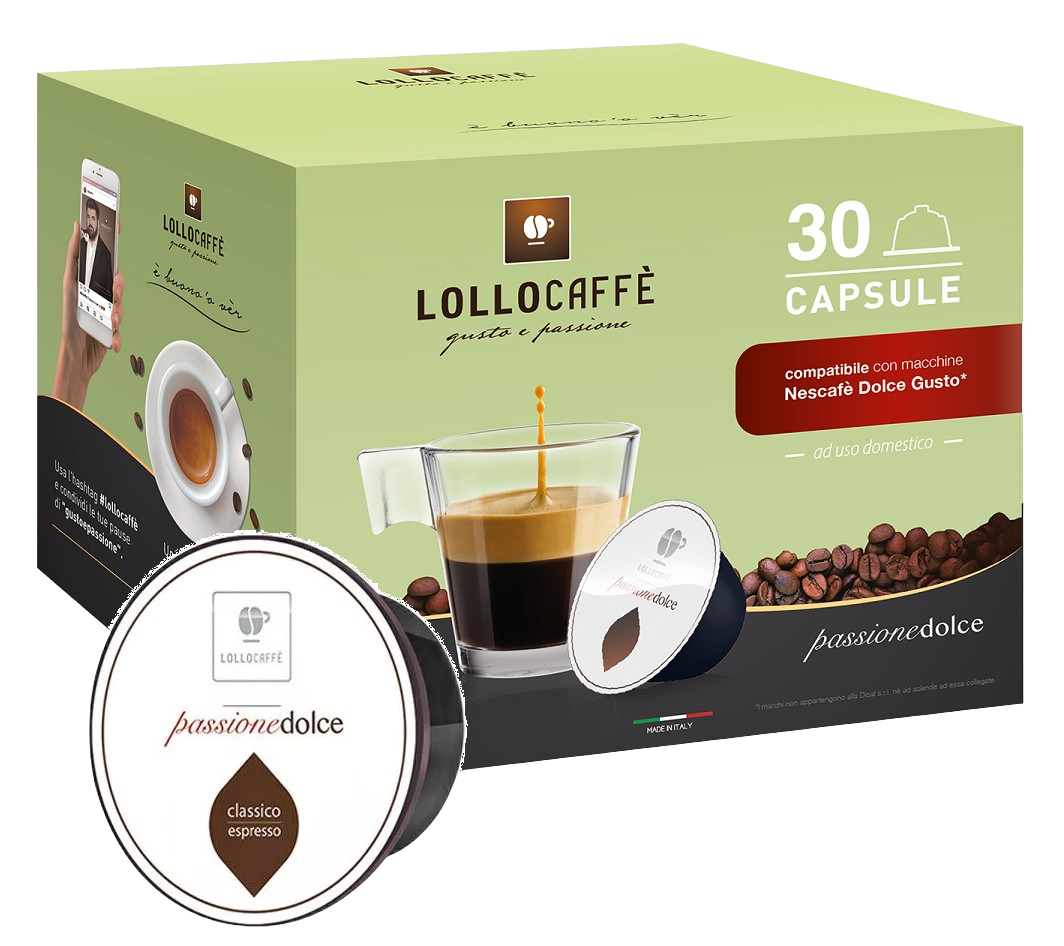 Lollo Caffè - Passionedolce Classico - 30 Capsule Compatibili Dolce Gusto