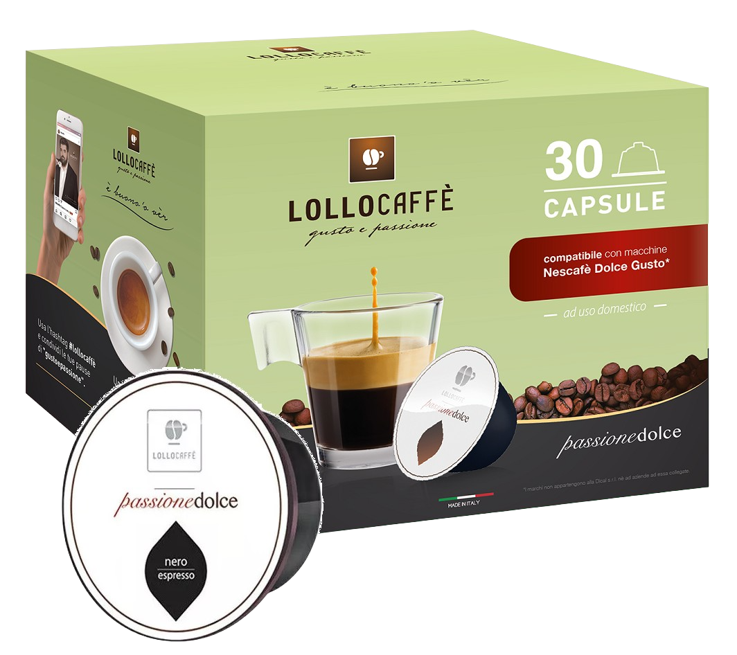 Lollo Caffè - Passionedolce Nero - 30 Capsule Compatibili Dolce Gusto