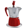 Caffè Borbone MokaCiao - Caffettiera per Cialde ESE44 + 15 Cialde Omaggio - Colore Rosso e Argento - Gas, Induzione, Elettrico e Vetroceramica