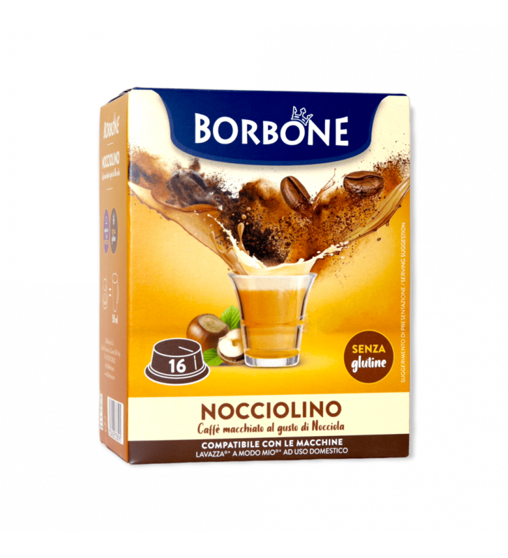 Caffè Borbone Nocciolino - Caffè alla Nocciola - 16 Capsule Compatibili A Modo Mio