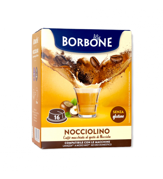 Caffè Borbone Nocciolino - Caffè alla Nocciola - 16 Capsule Compatibili A Modo Mio