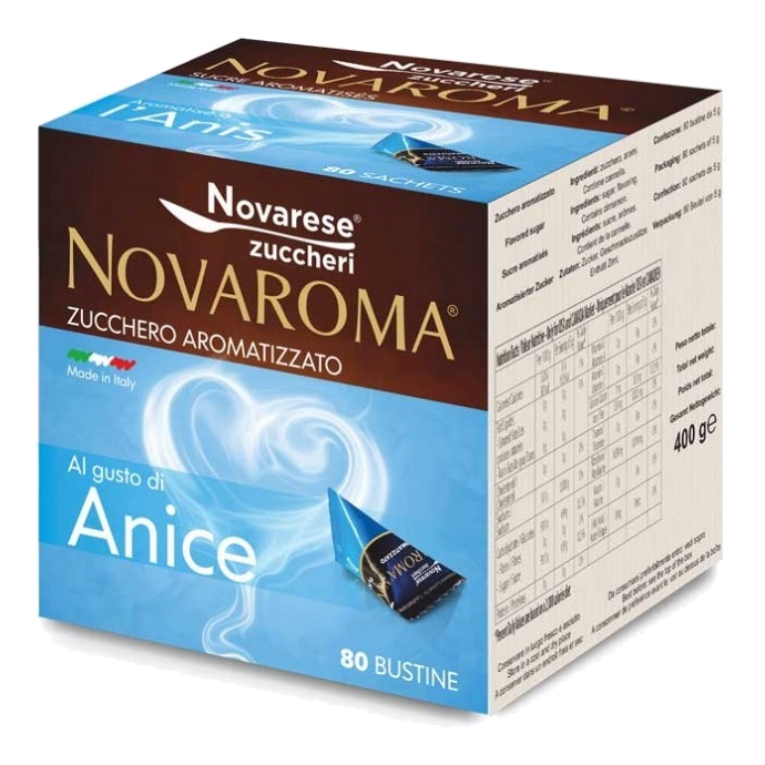 Novaroma - Zucchero Aromatizzato - 80 Bustine al Gusto di Anice