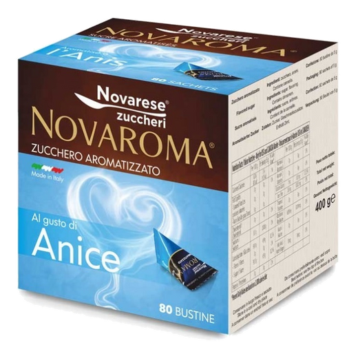 Novaroma - Zucchero Aromatizzato - 80 Bustine al Gusto di Anice