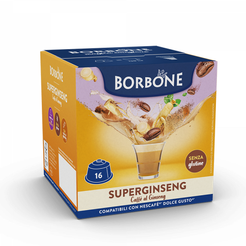 Caffè Borbone Superginseng - Ginseng Cappuccino - 16 Capsule Compatibili Dolce Gusto