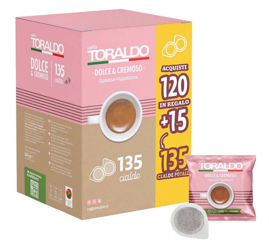 Caffè Toraldo - Miscela Dolce & Cremoso - 120 Cialde ESE44 + 15 Cialde Omaggio